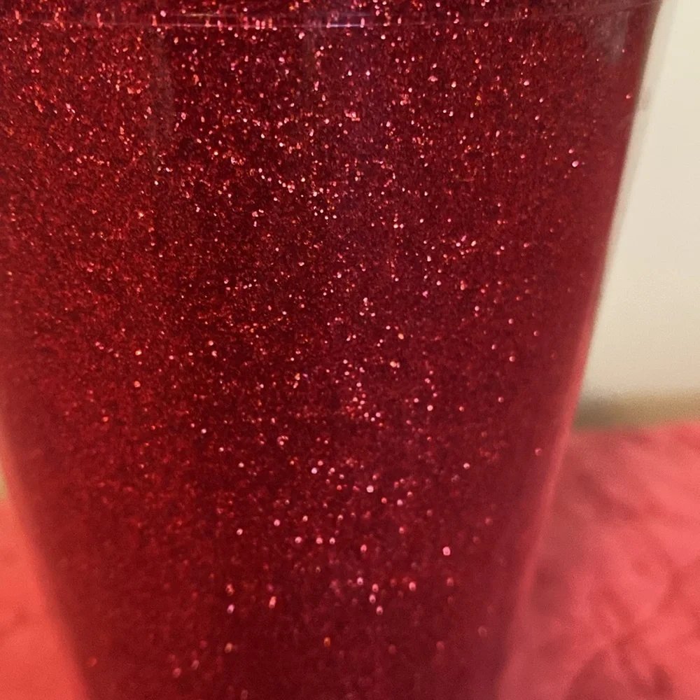Red Glitter Tumbler with Straw